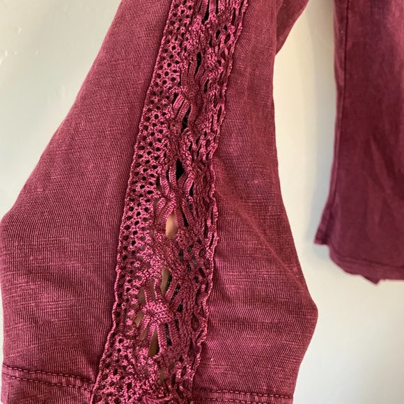 Free People Truly Madly Lace Top Wine Red - Picture 4 of 9